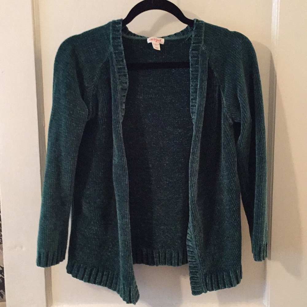 Green velour sweater